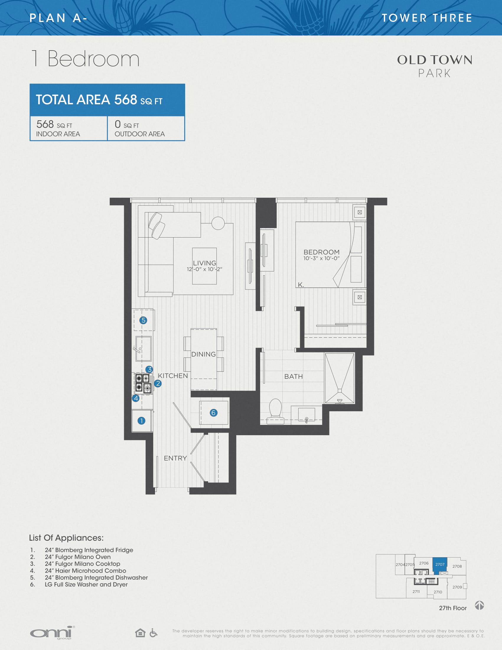 Floor plan for studio, 568 sqft